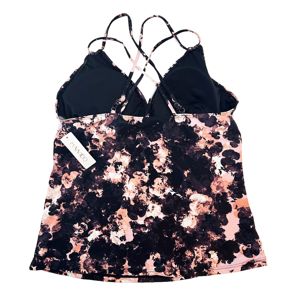 HAIVIDO Strappy‎ Back V-neck Tankini Top NWT • XXL • pink, black • UPF 50 - Picture 4 of 8